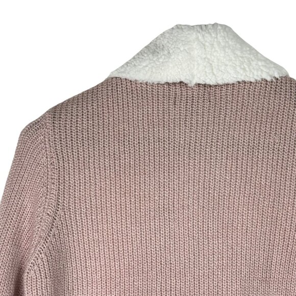 Stitch Fix Womens Faux Fur Lined Open Front Cardigan Sweater Jacket Pink White M - Picture 7 of 8